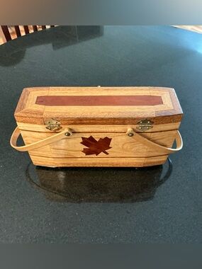Wooden Box Purse with Maple Leaf Inlay